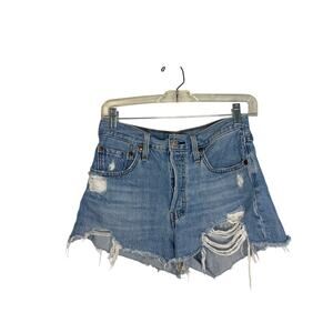 Levi’s Original 501 High Rise Distressed Cutoff Denim Shorts Size 27